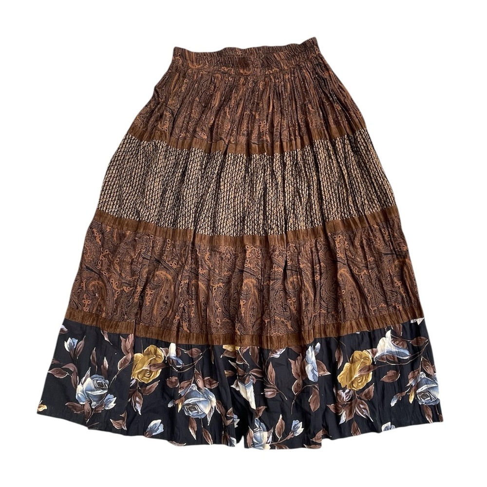 Vintage Stonebridge Maxi Skirt Women’s XL Patchwork Boho Cottagecore Pleated